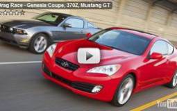 Genesis Coupe, 370Z, Mustang GT drag race