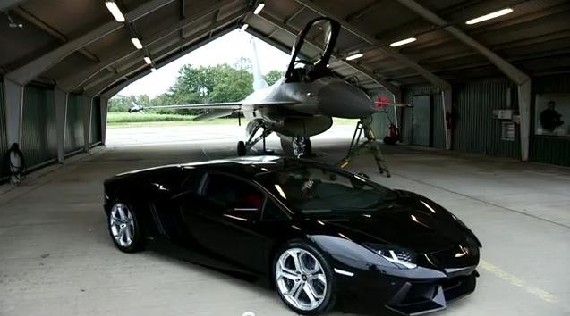 Video: Lamborghini Aventador vs F16 Fighting Jet