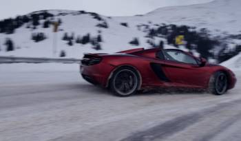 McLaren MP4-12C Spider and Rhys Millen races snowboarder on Loveland Pass