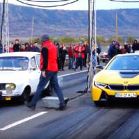 Modified Dacia 1300 tackles a BMW i8