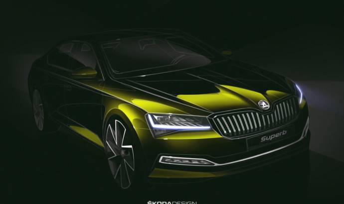 First official sketch for the revised Skoda Superb